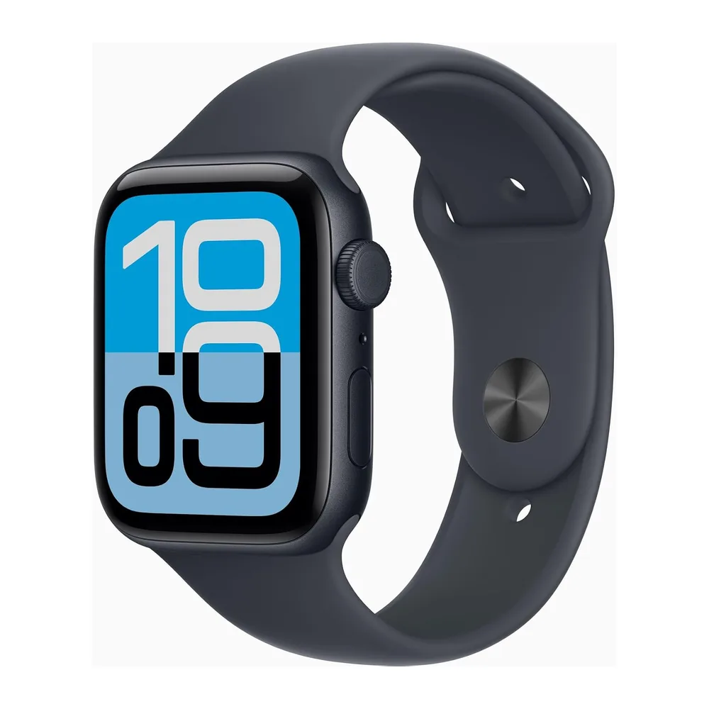 Apple Watch SE 3 [GPS + Cellular, 44mm] Cassa Mezzanotte in Alluminio con Cinturino Sport Nero, M/L