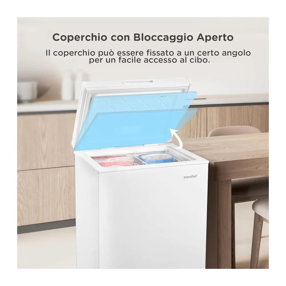COMFEE' Congelatore a Pozzetto 198L, Frigorifero/Congelatore 2 in 1, Bianco [Classe di efficienza energetica — 5