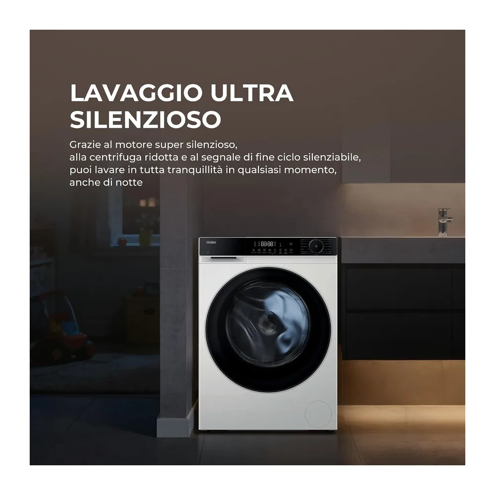 Haier X Serie 5 Lavatrice 9 Kg, 1400 Giri, Classe A-25%, Bianca [Classe di efficienza energetica A] — 4
