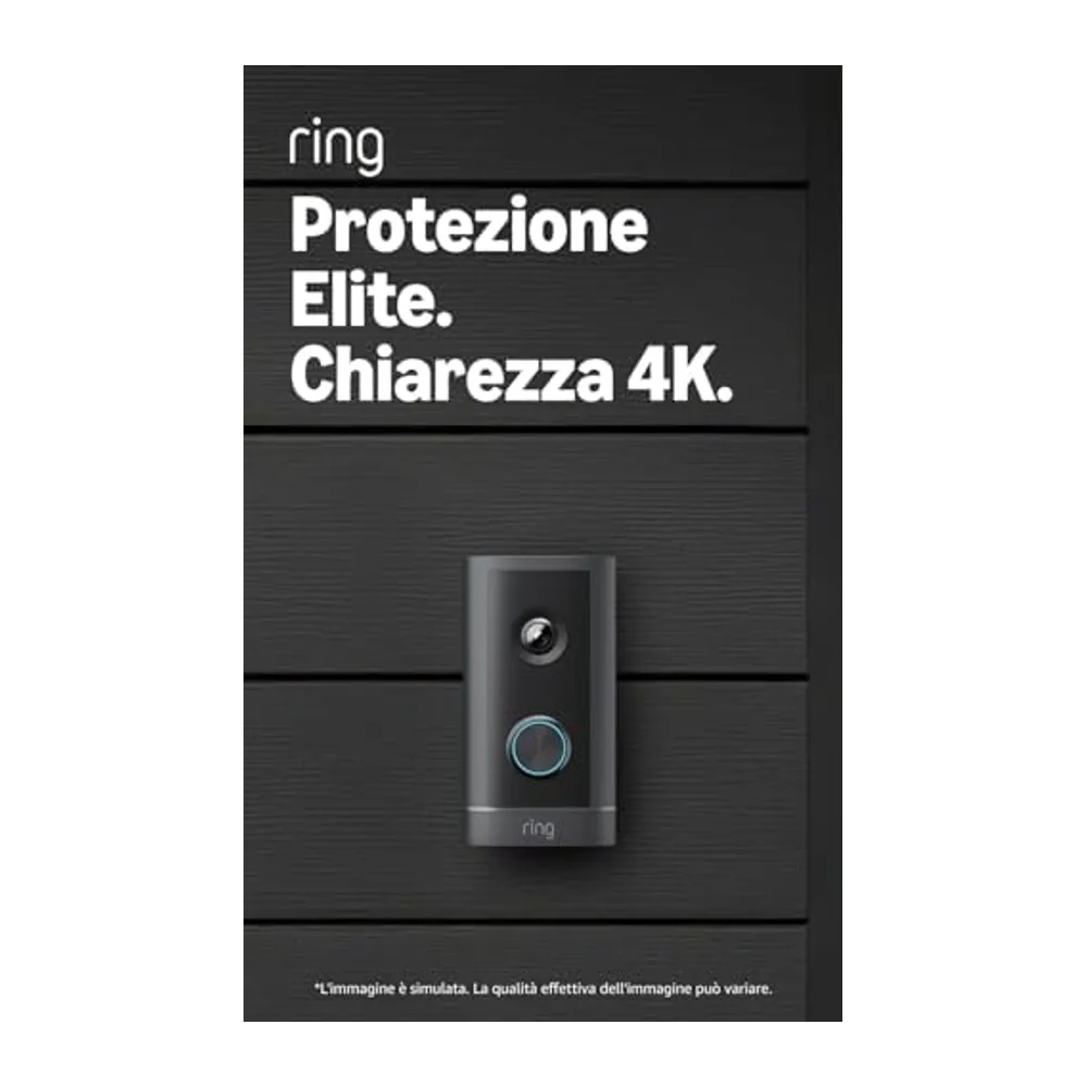 Ring Wired Video Doorbell 4K Elite, Videocitofono cablato (ultimo modello), Campanello con videocamera,