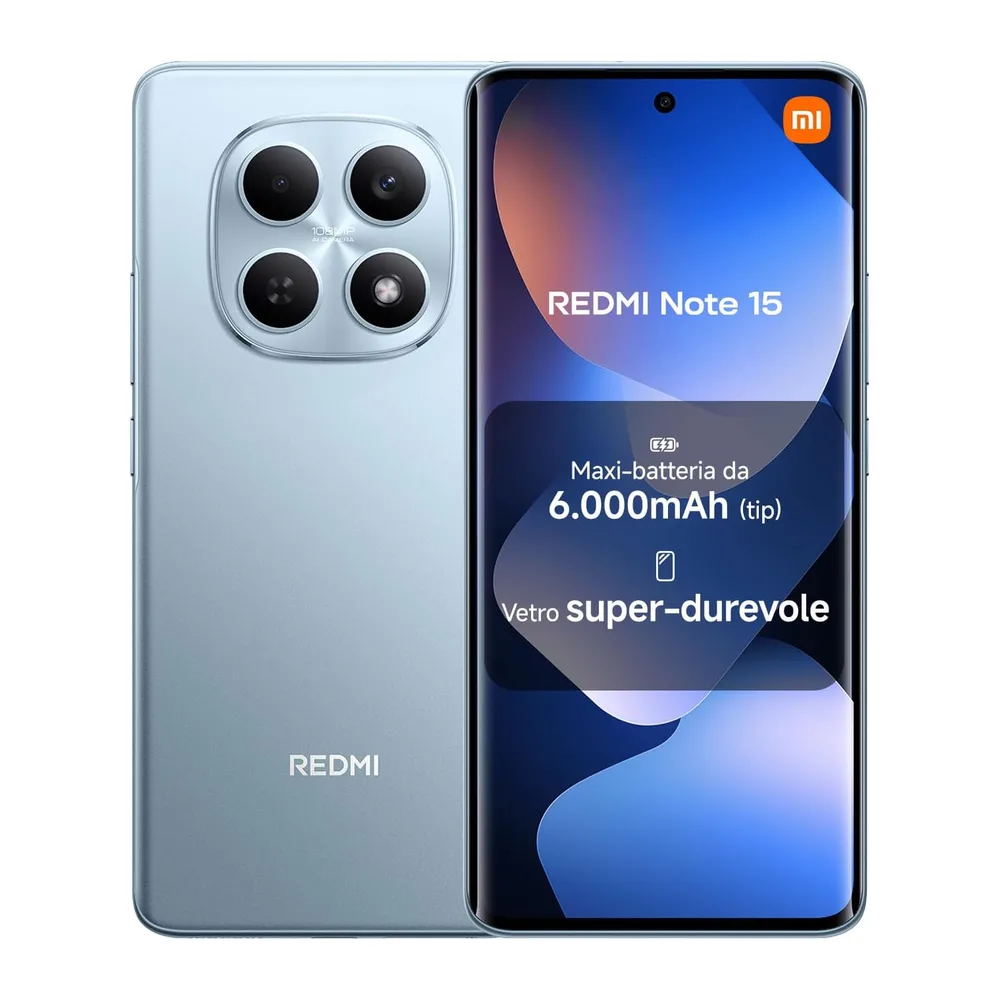 XIAOMI REDMI Note 15, Smartphone 8+256GB, Blu Ghiacciaio,6000mAh