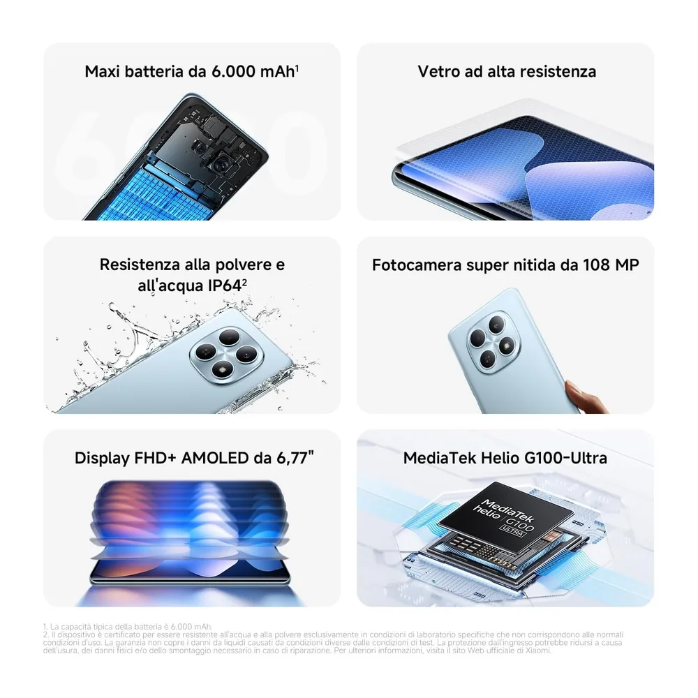 XIAOMI REDMI Note 15, Smartphone 8+256GB, Blu Ghiacciaio,6000mAh — 3
