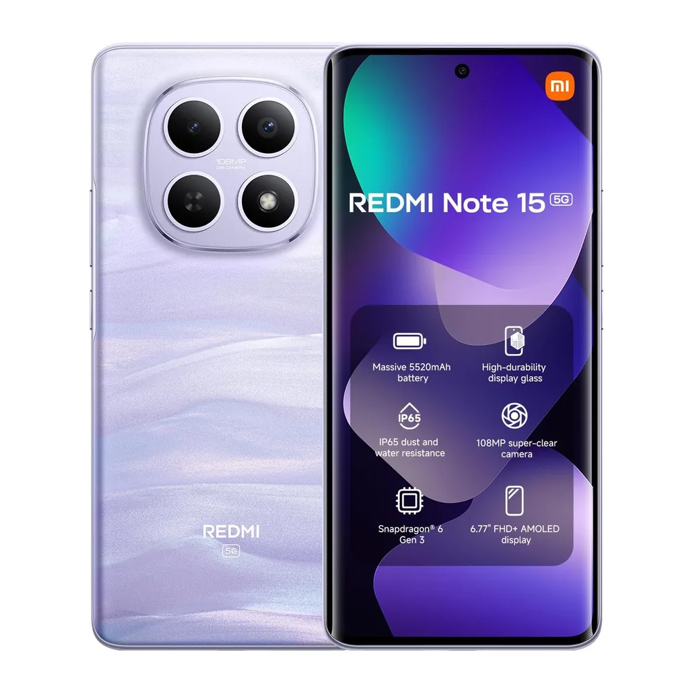 XIAOMI REDMI Note 15 5G, Smartphone 6+128GB, Viola Nebbia, Resistenza IP65