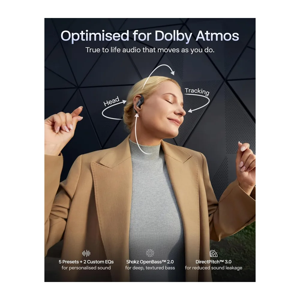 SHOKZ OpenFit Pro auricolari open-ear, Dolby Atmos - Nero — 4