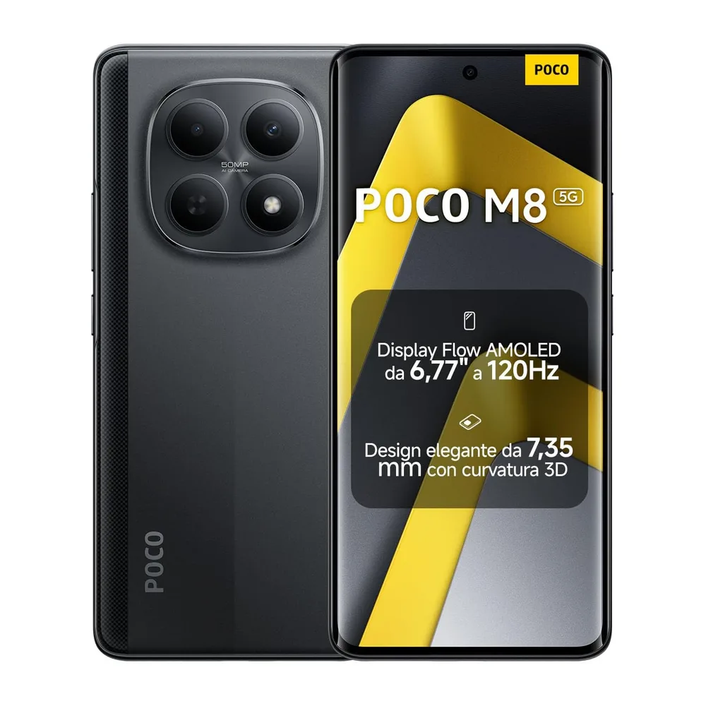 XIAOMI POCO M8 5G, Smartphone 8+256GB, Nero, Snapdragon® 6 Gen 3
