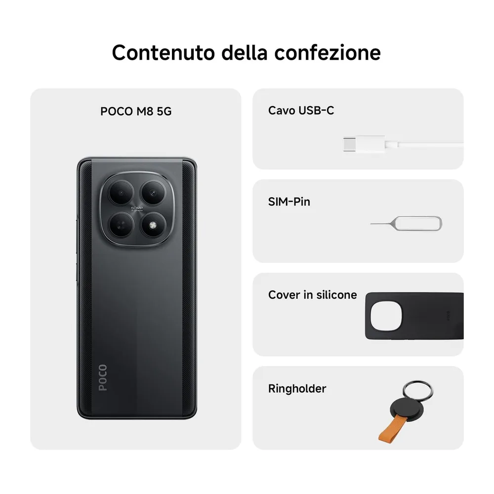 XIAOMI POCO M8 5G, Smartphone 8+256GB, Nero, Snapdragon® 6 Gen 3 — 5