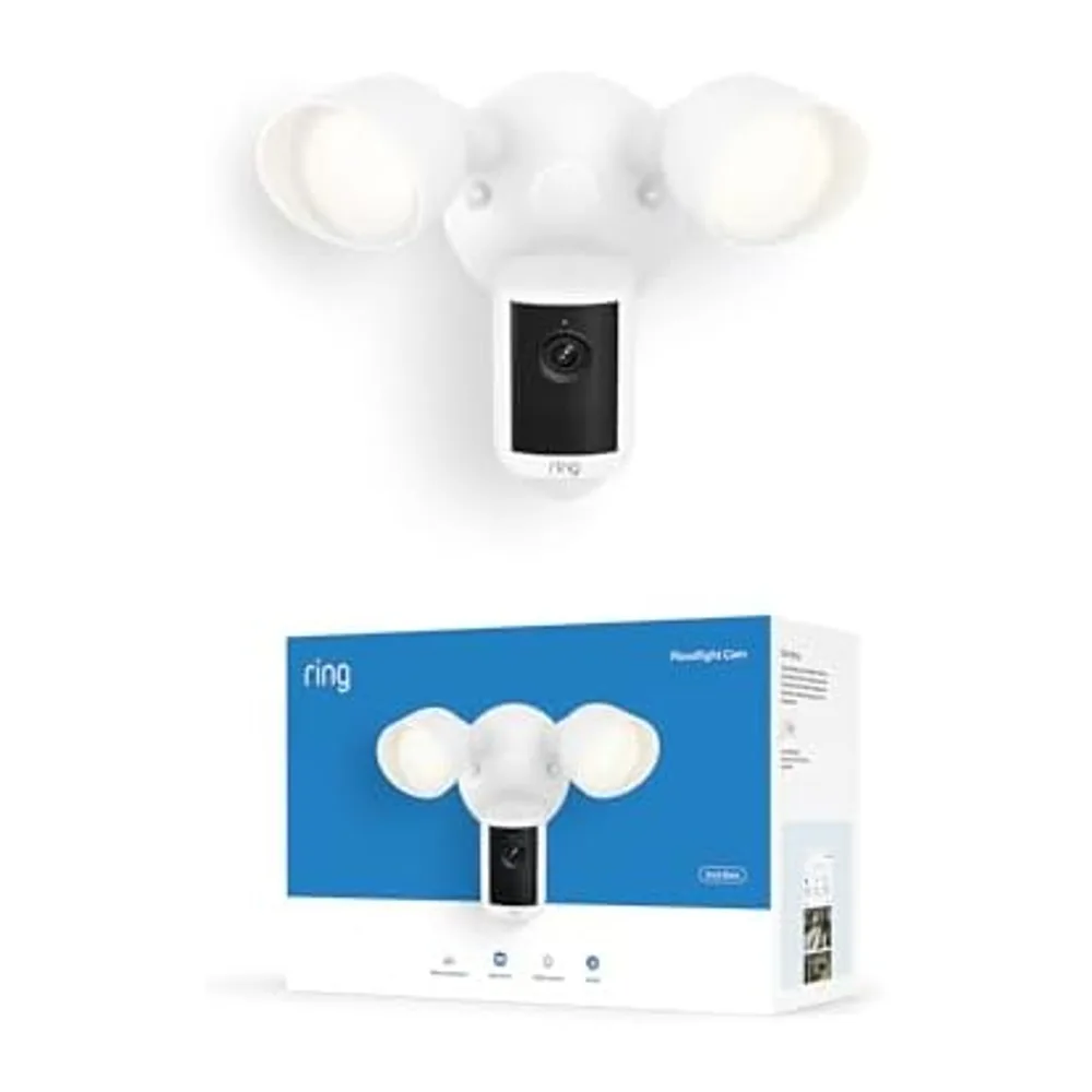Ring Floodlight Camera 2K, Videocamera con proiettori, alimentazione via cavo (ultimo modello), video 2K, — 2