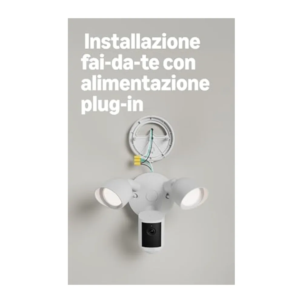 Ring Floodlight Camera 2K, Videocamera con proiettori, alimentazione via cavo (ultimo modello), video 2K, — 6