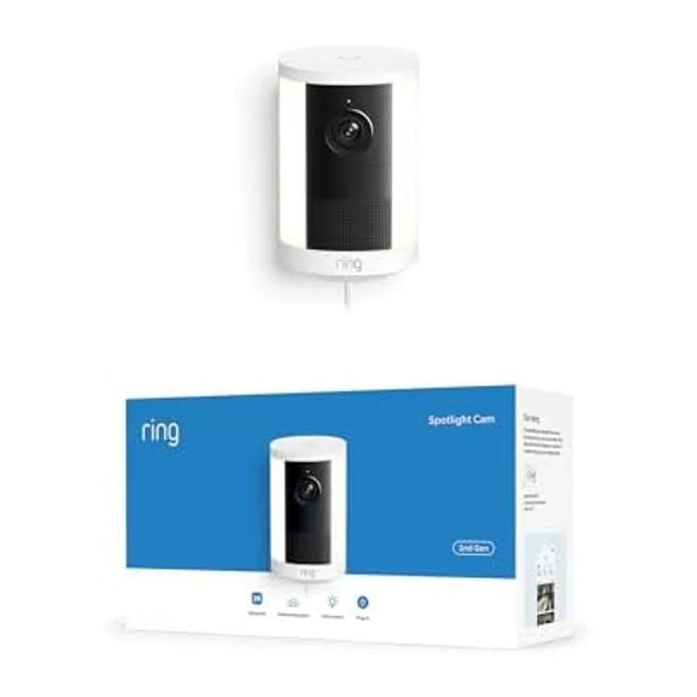 Ring Spotlight Cam 2K, Videocamera con faretti, plug-in (ultimo modello), video Retinal 2K, zoom 6x, faretti — 2