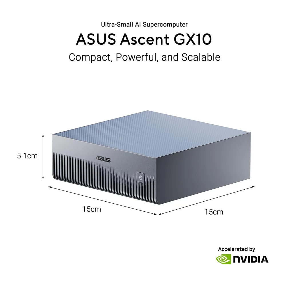 ASUS GX10, Computer Desktop NVIDIA GB10 e NVIDIA DGX, 128GB LPDDR5x, Grigio — 2