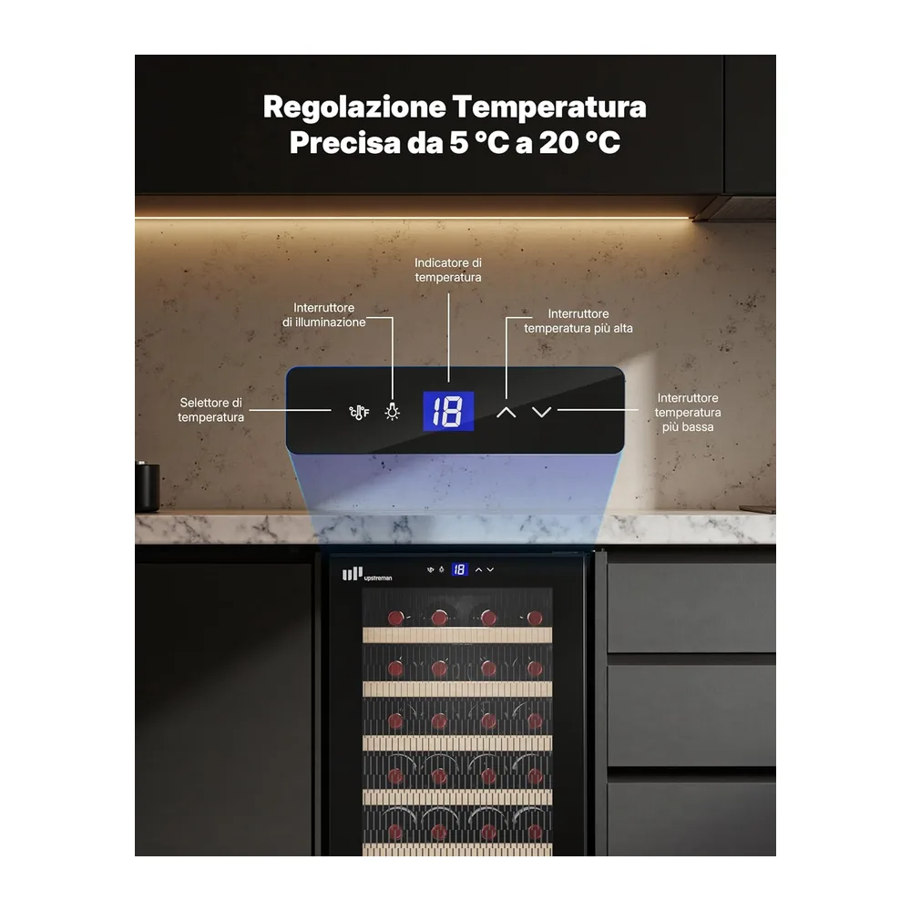 Upstreman Cantinetta Vino 24 Bottiglie, W24-Nero [Classe di efficienza energetica G] — 4