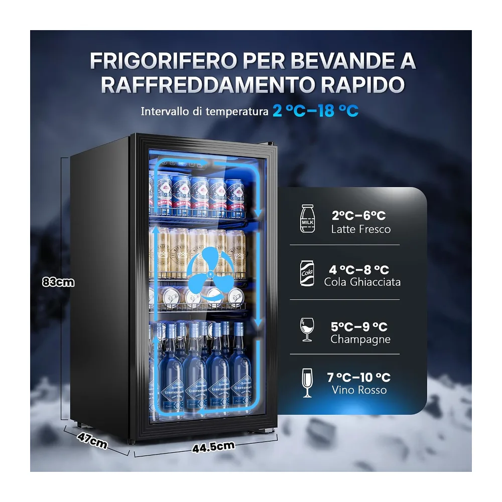 TRIUMPHKEY Frigorifero per Bevande 90 L con Porta in Vetro — 2