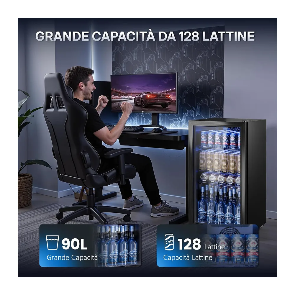 TRIUMPHKEY Frigorifero per Bevande 90 L con Porta in Vetro — 4