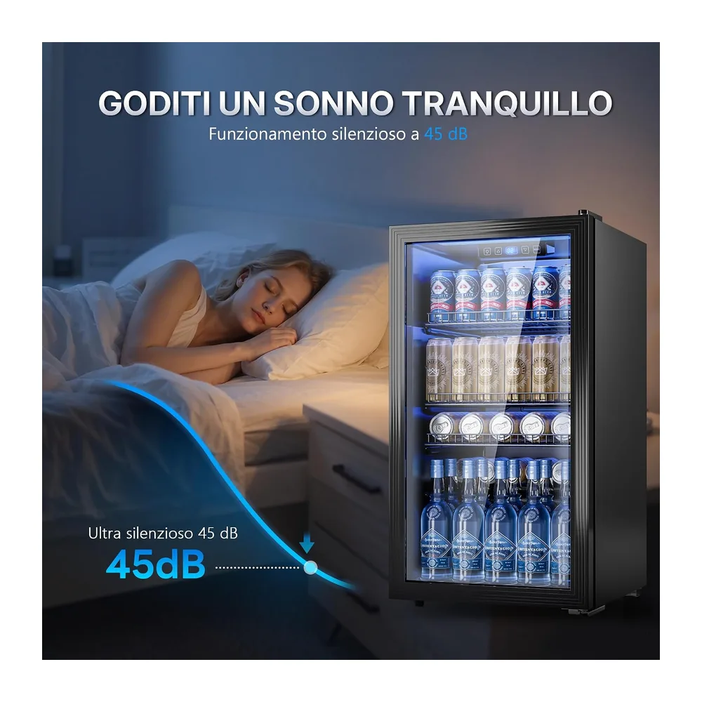 TRIUMPHKEY Frigorifero per Bevande 90 L con Porta in Vetro — 6