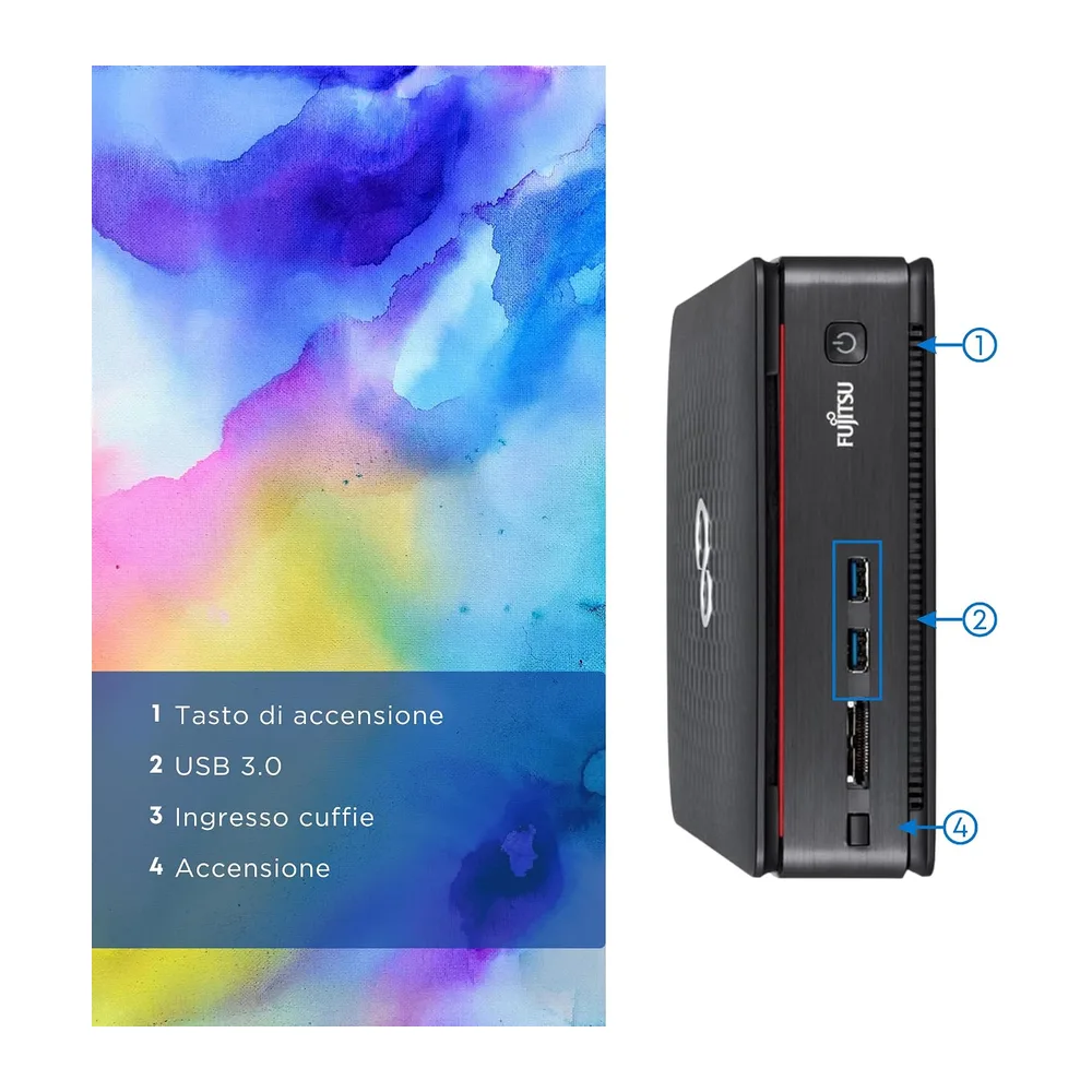 Fujitsu Esprimo - Mini Pc Computer Fisso Desktop - Intel i5-4570T 2 Core 2.9 GHz - Ram 8GB DDR4 SSD 256GB, — 4