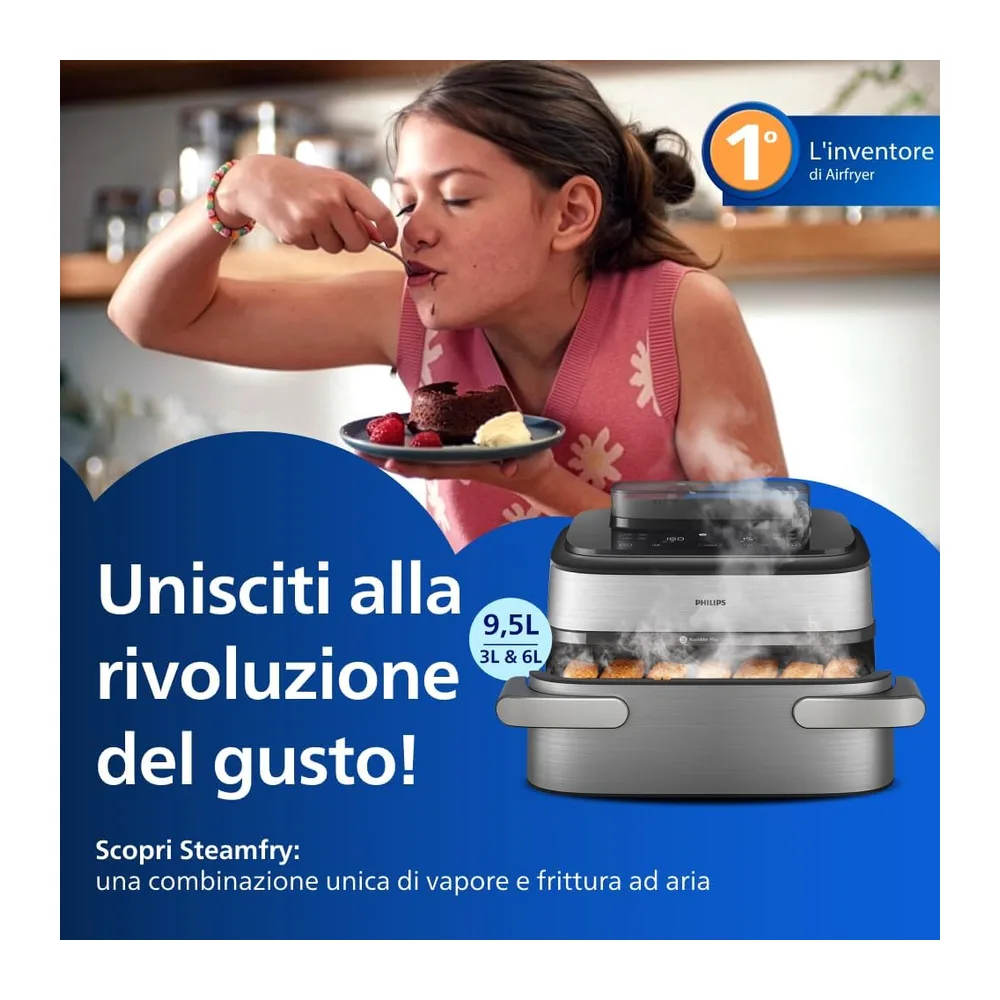 Philips Airfryer 5000 - Friggitrice ad aria, Cestello Flexi da 9.5L, Vapore — 3