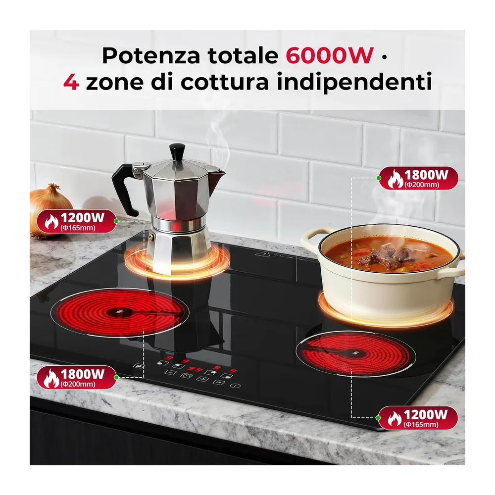 SNDOAS Piano Cottura Vetroceramica 4 Fuochi 60cm — 3