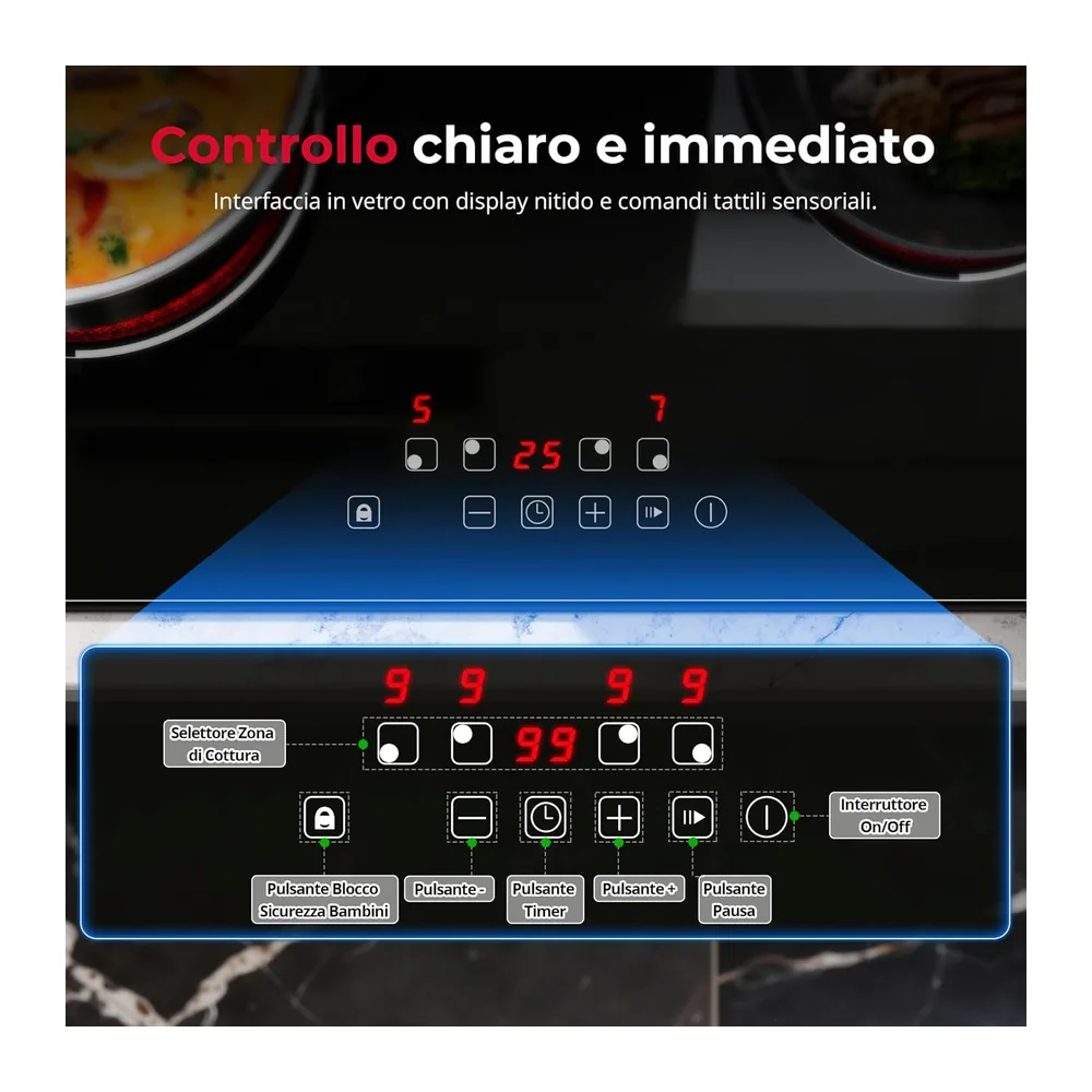 SNDOAS Piano Cottura Vetroceramica 4 Fuochi 60cm — 5