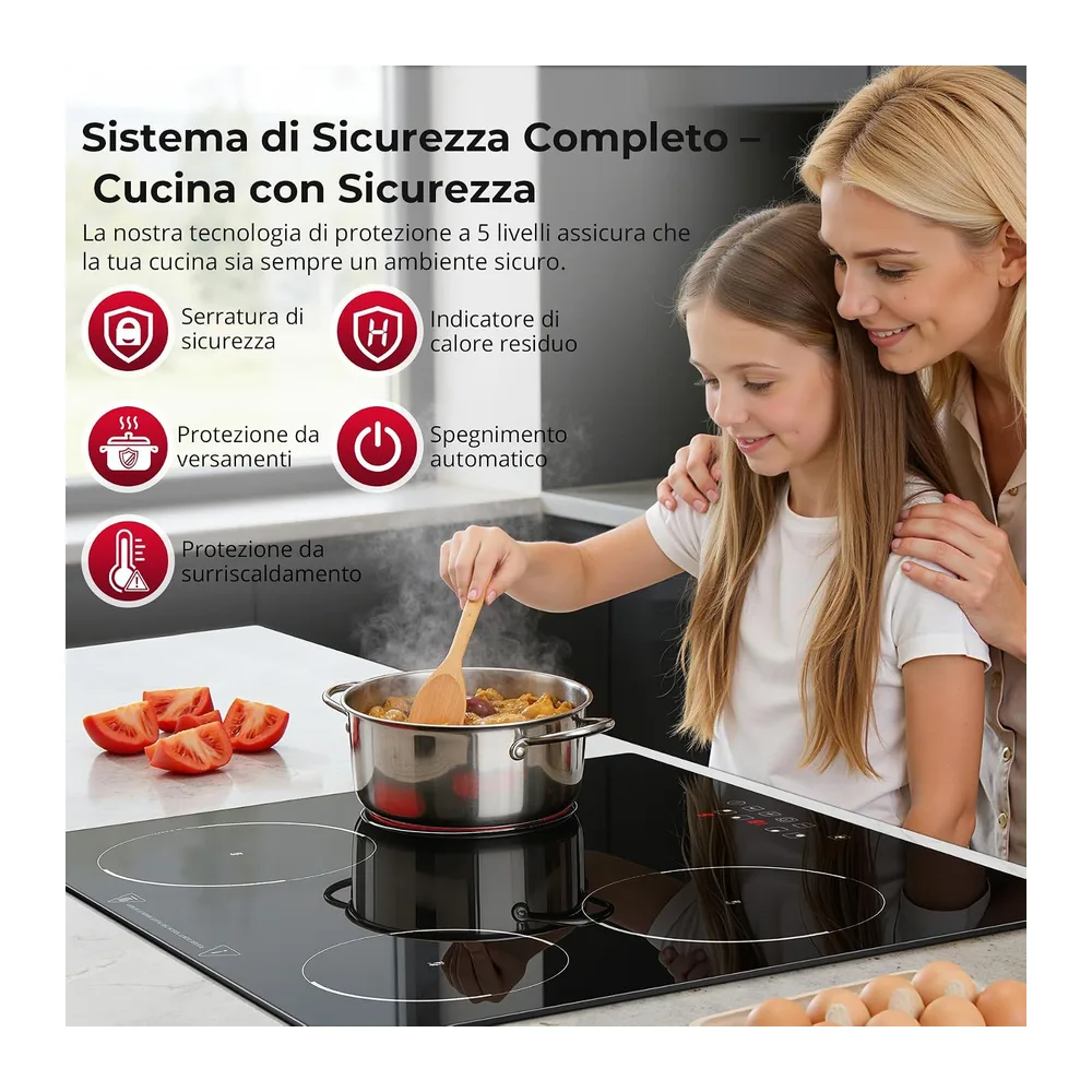 SNDOAS Piano Cottura Vetroceramica 4 Fuochi 60cm — 6
