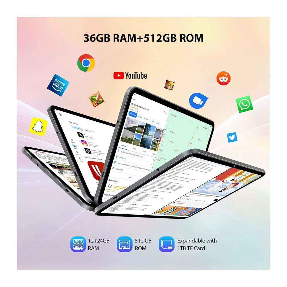 14 Pollici Android 16 Tablet, 4G LTE e 5G WiFi, Tablet in Offerta Octa-Core, 36GB RAM+512GB ROM (1TB TF), — 3