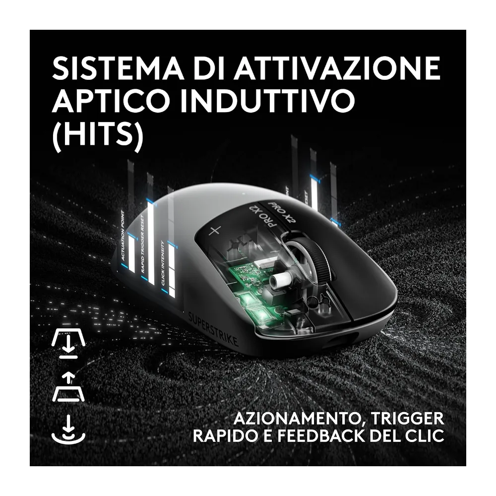 Logitech G PRO X2 SUPERSTRIKE LIGHTSPEED,mouse gaming wireless LIGHTSPEED — 3