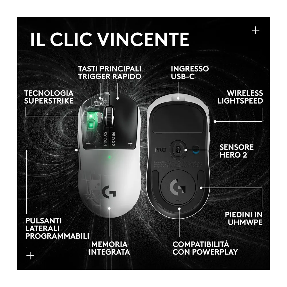 Logitech G PRO X2 SUPERSTRIKE LIGHTSPEED,mouse gaming wireless LIGHTSPEED — 4
