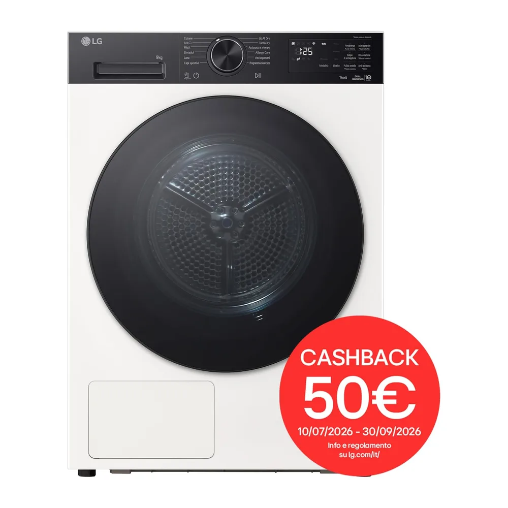LG RNX5009TWBB Asciugatrice 9Kg Pompa di Calore DUAL Inverter — 2