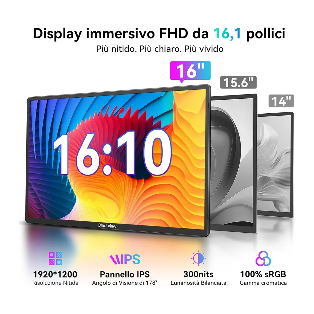 Blackview 16" Monitor Portatile FHD 1200P — 2