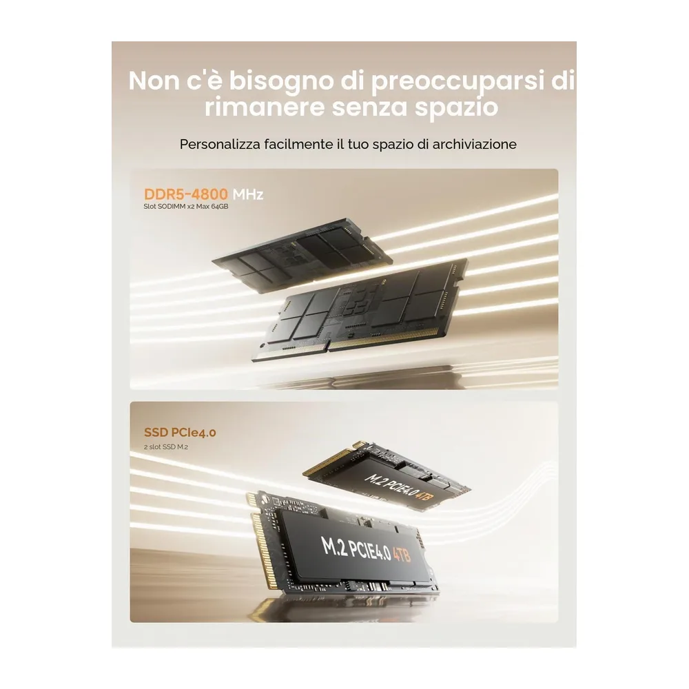 MINISFORUM UM760 Slim Mini PC, processore AMD Ryzen 5 7640HS (6 core / 12 thread, fino a 5,0 GHz), 16 GB — 6