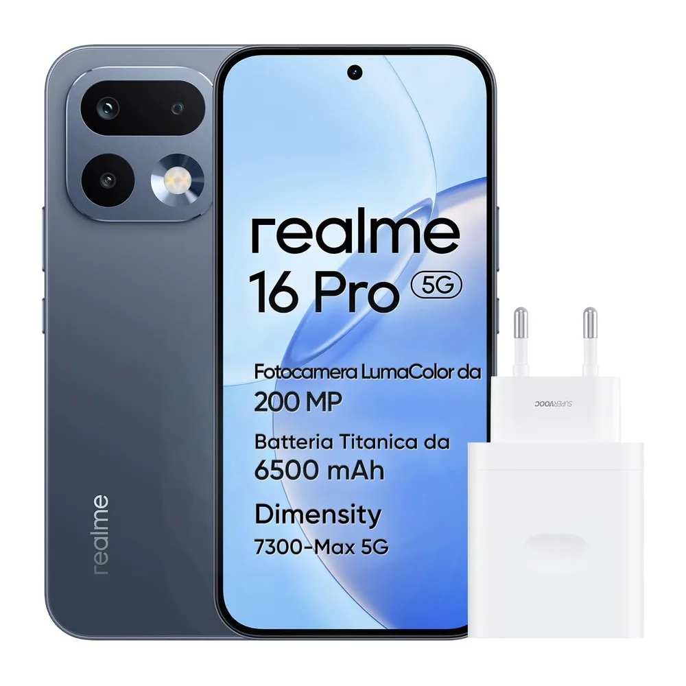 realme 16 Pro 5G Smartphone, 8GB+256GB, Display AMOLED 144Hz 6,78", Batteria 6500mAh, Fotocamera 200MP OIS,