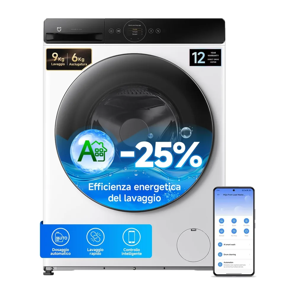 Xiaomi Mijia Front Load Washer Dryer Pro 9 kg Lavaggio / 6 kg Asciugatura [Classe di efficienza energetica D]