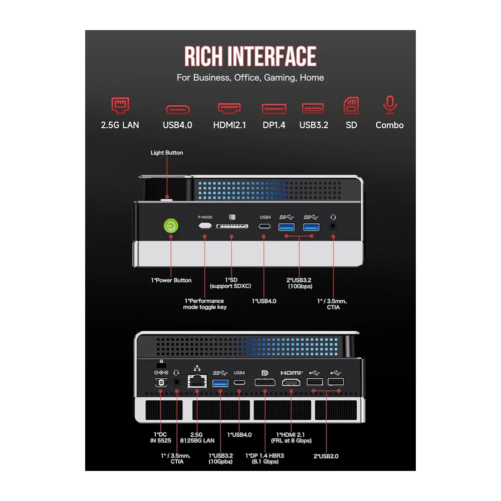 GMKtec EVO-X2 AI Mini PC AMD Ryzen AI MAX+ 395 (fino a 5,1 GHz) Mini PC da Gaming — 6