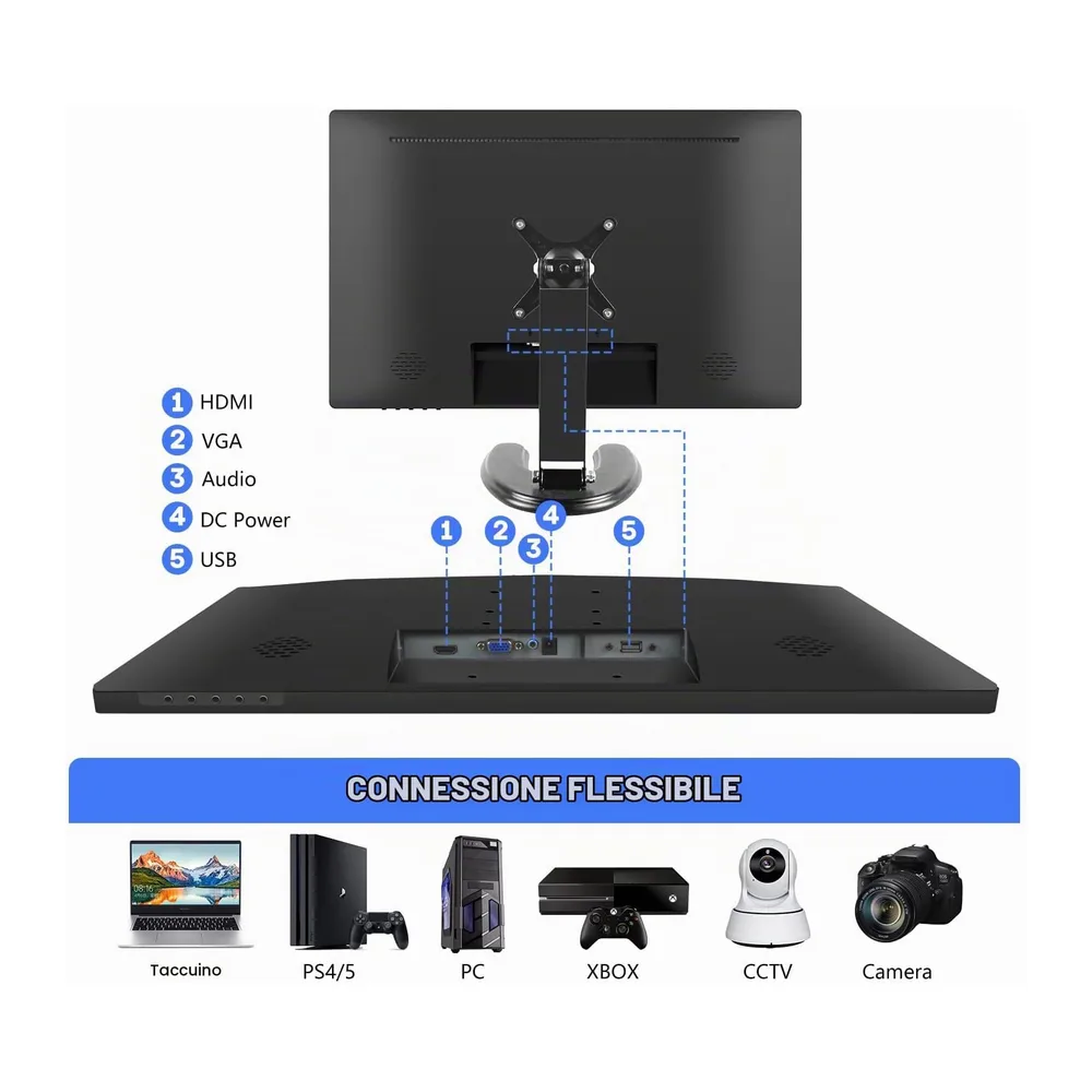 23,8 Pollici Monitor PC Touchscreen, IPS FHD 1080P con HDMI, VGA e USB [Classe di efficienza energetica A] — 2