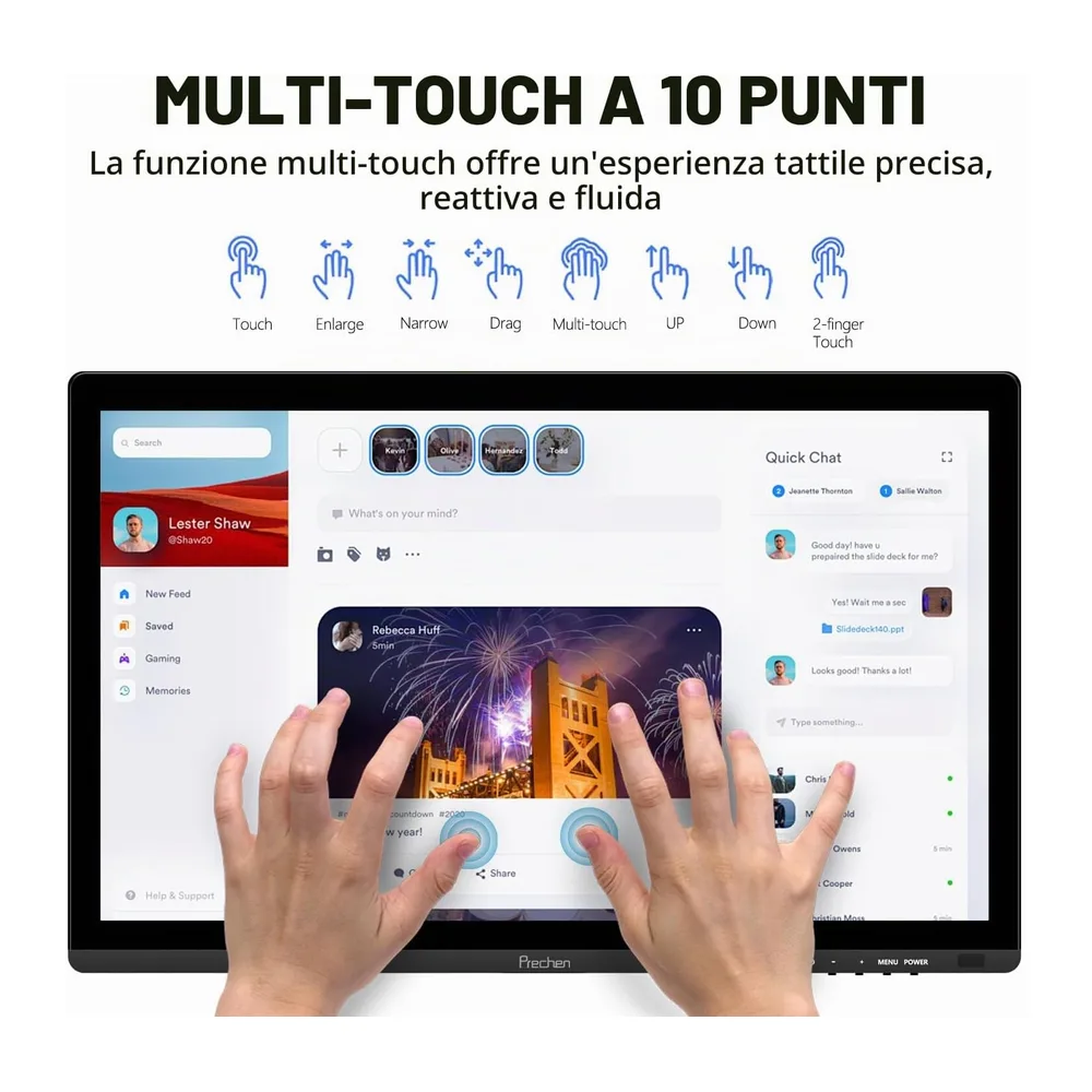 23,8 Pollici Monitor PC Touchscreen, IPS FHD 1080P con HDMI, VGA e USB [Classe di efficienza energetica A] — 5