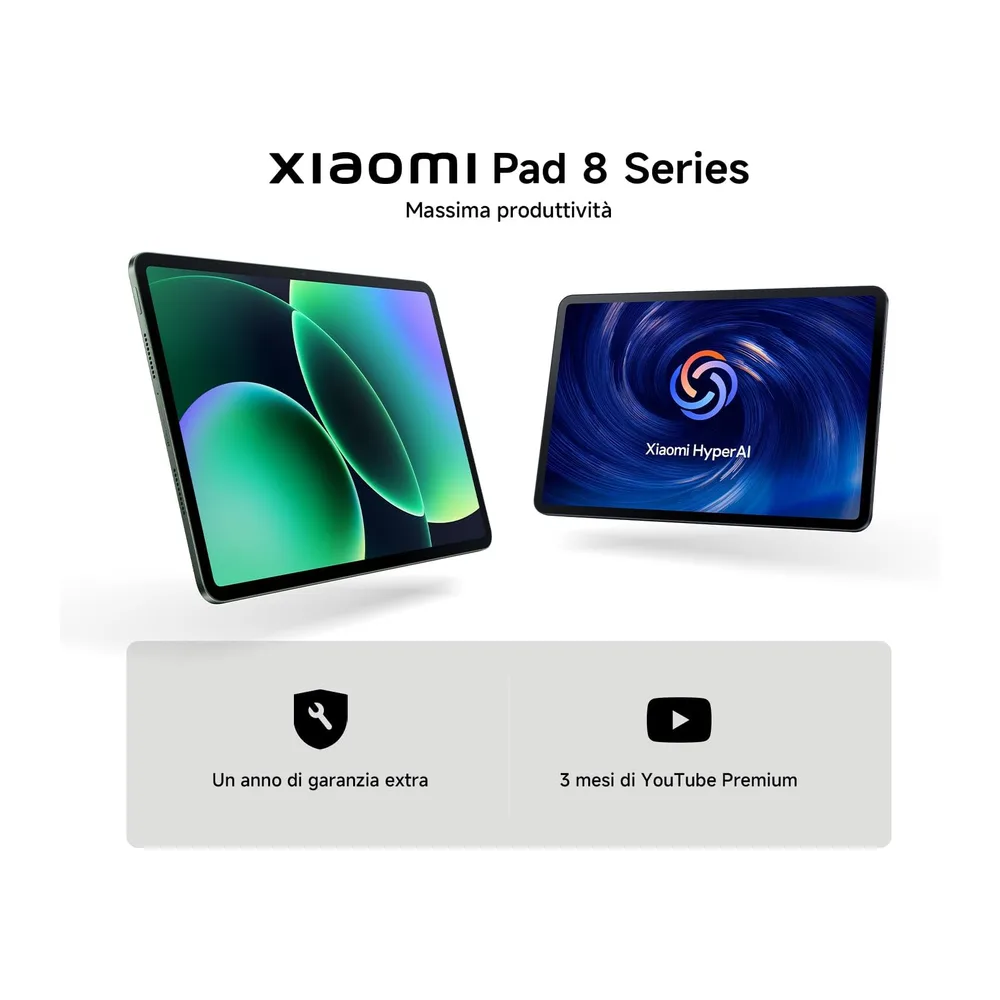 XIAOMI Pad 8, Tablet 8+256 GB, Grigio, Snapdragon® 8s Gen 4 — 2