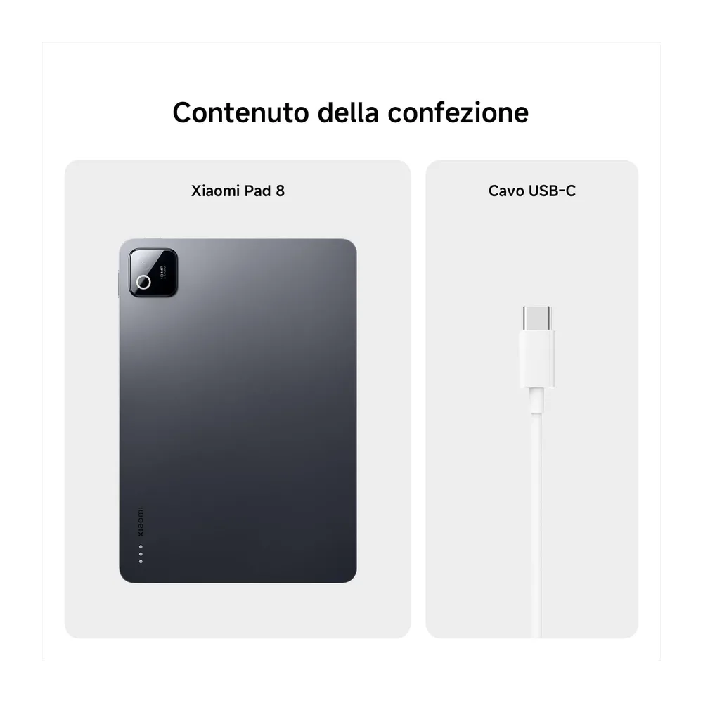 XIAOMI Pad 8, Tablet 8+256 GB, Grigio, Snapdragon® 8s Gen 4 — 4