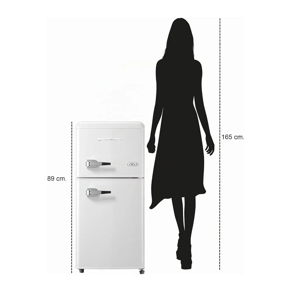PYRAMIDEA Frigo Retrò 100 litri lordi Color Bianco MAMBO105W [Classe di efficienza energetica E] — 2