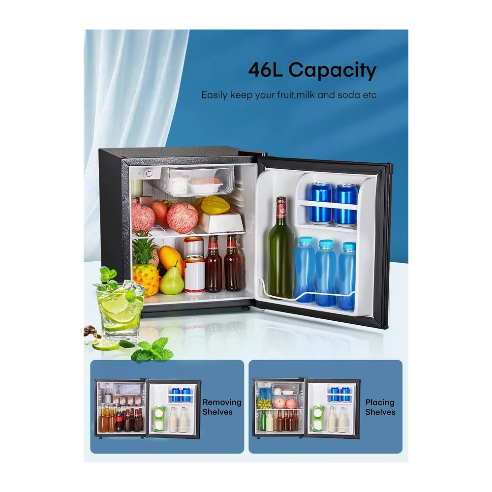 FOHERE Frigorifero Piccolo 46Litri, Mini Frigo Tavolo Monoporta, Termostato Regolabile, Silenzioso, Porta — 2