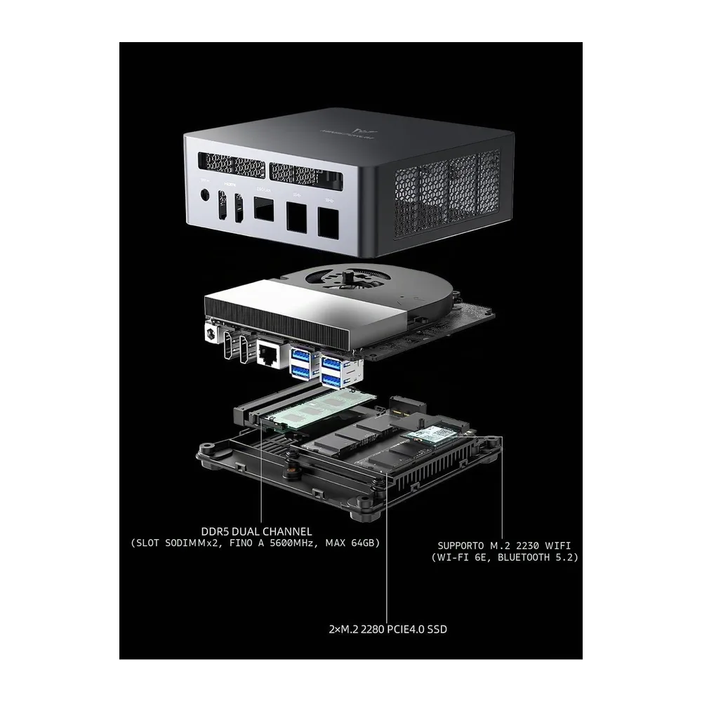 MINIS FORUM UM790 Pro Mini PC AMD Ryzen 9 9 7940HS solo 5.2GHz 32GB DDR5 512GB SSD con AMD Radeon 780M — 5
