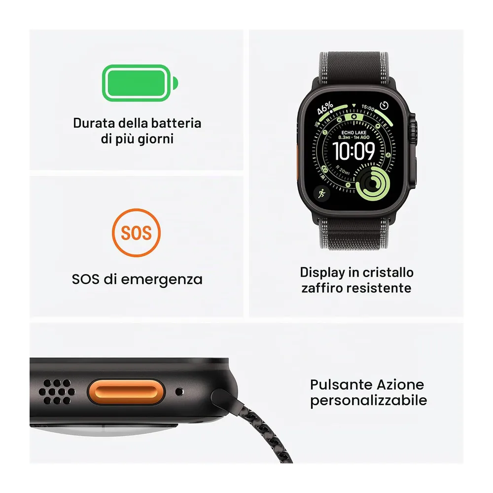 Apple Watch Ultra 3 (2025) black titanium 49mm 4G black ocean band (Ricondizionato) — 2