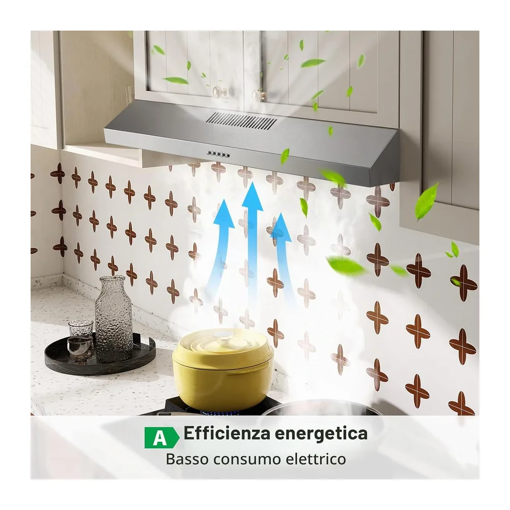 TopStrong Cappa aspirante da 90 cm, con illuminazione a LED, 201 m³/h, con filtro ai carboni attivi CF-D, — 2
