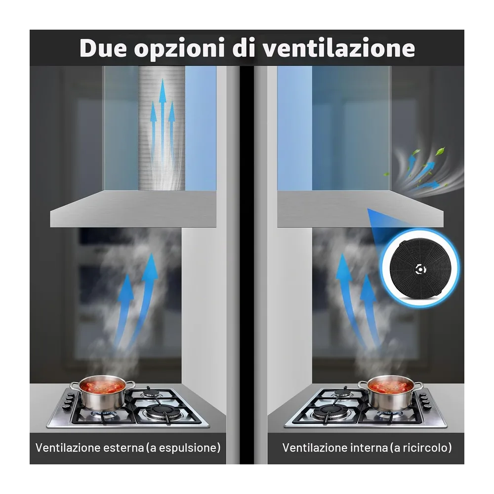 TopStrong Cappa aspirante da 90 cm, con illuminazione a LED, 201 m³/h, con filtro ai carboni attivi CF-D, — 5
