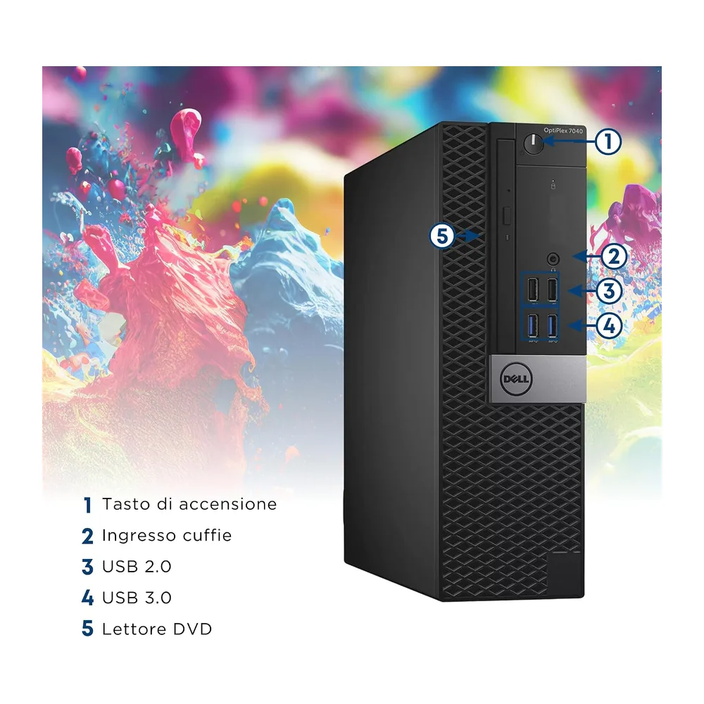 Dell, Pc Desktop Pronto All'Uso, Computer Pc Fisso Intel i7-6700 4 Core 3.4Ghz, Ram 16Gb, SSD 512Gb, — 4