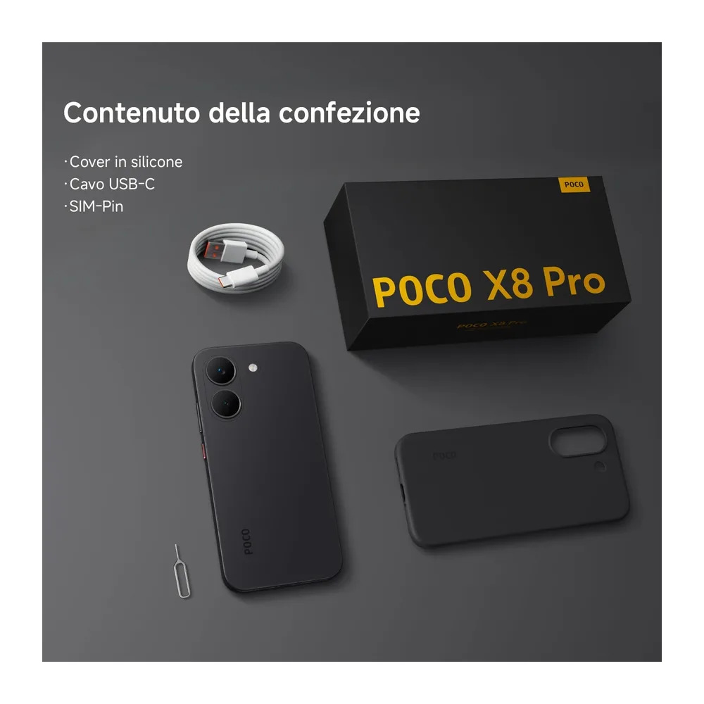 POCO X8 Pro, Smartphone 8+512GB, Nero, Dimensity 8500-Ultra — 4