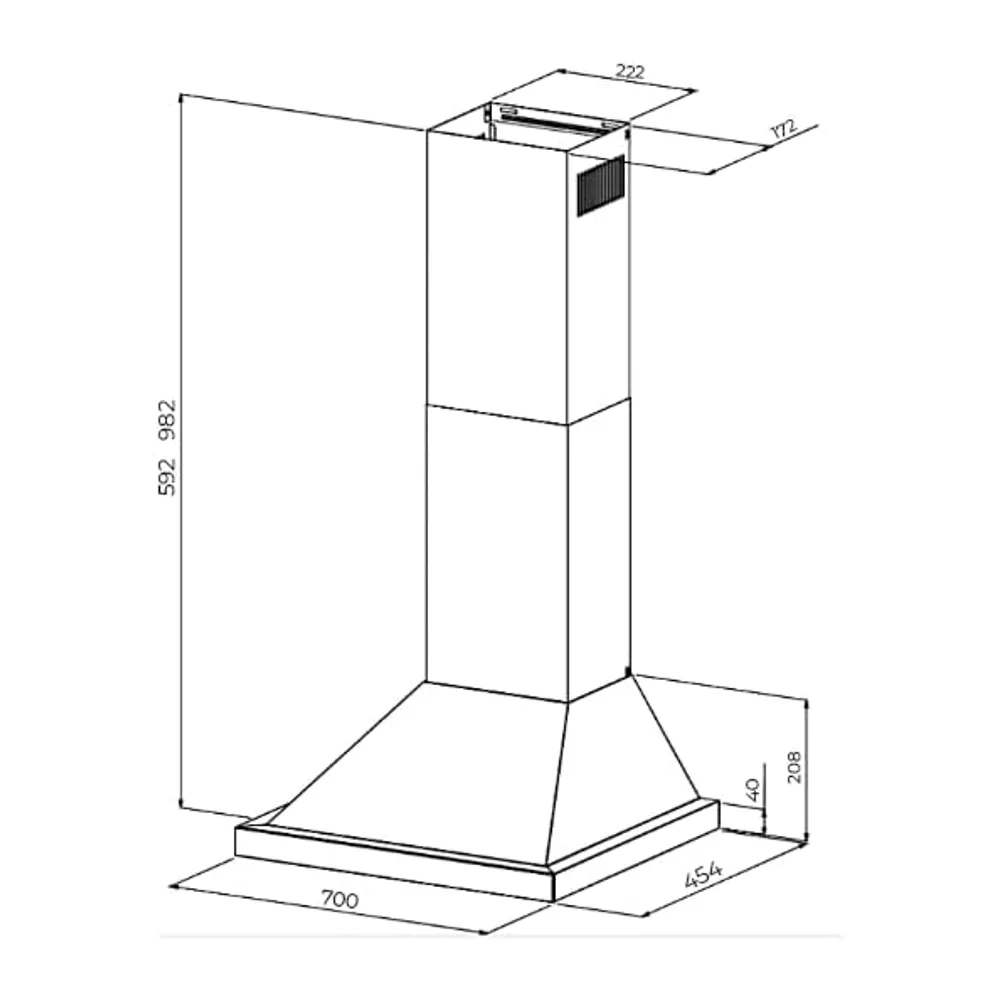 Cecotec Cappa Aspirante Piramidale 70 cm Bolero Flux PT 704400 Inox A+++. Vetro Frontale Bianco — 3