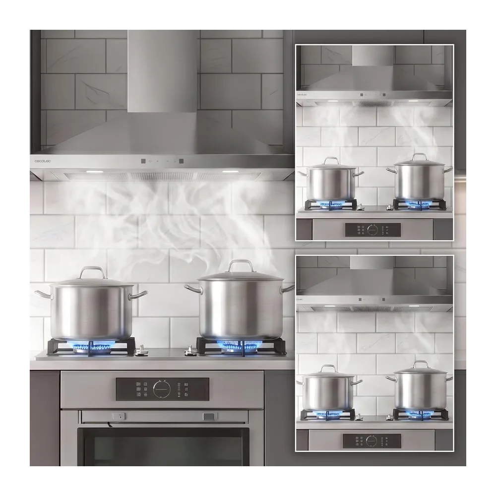 Cecotec Cappa Aspirante Piramidale 70 cm Bolero Flux PT 704400 Inox A+++. Vetro Frontale Bianco — 6