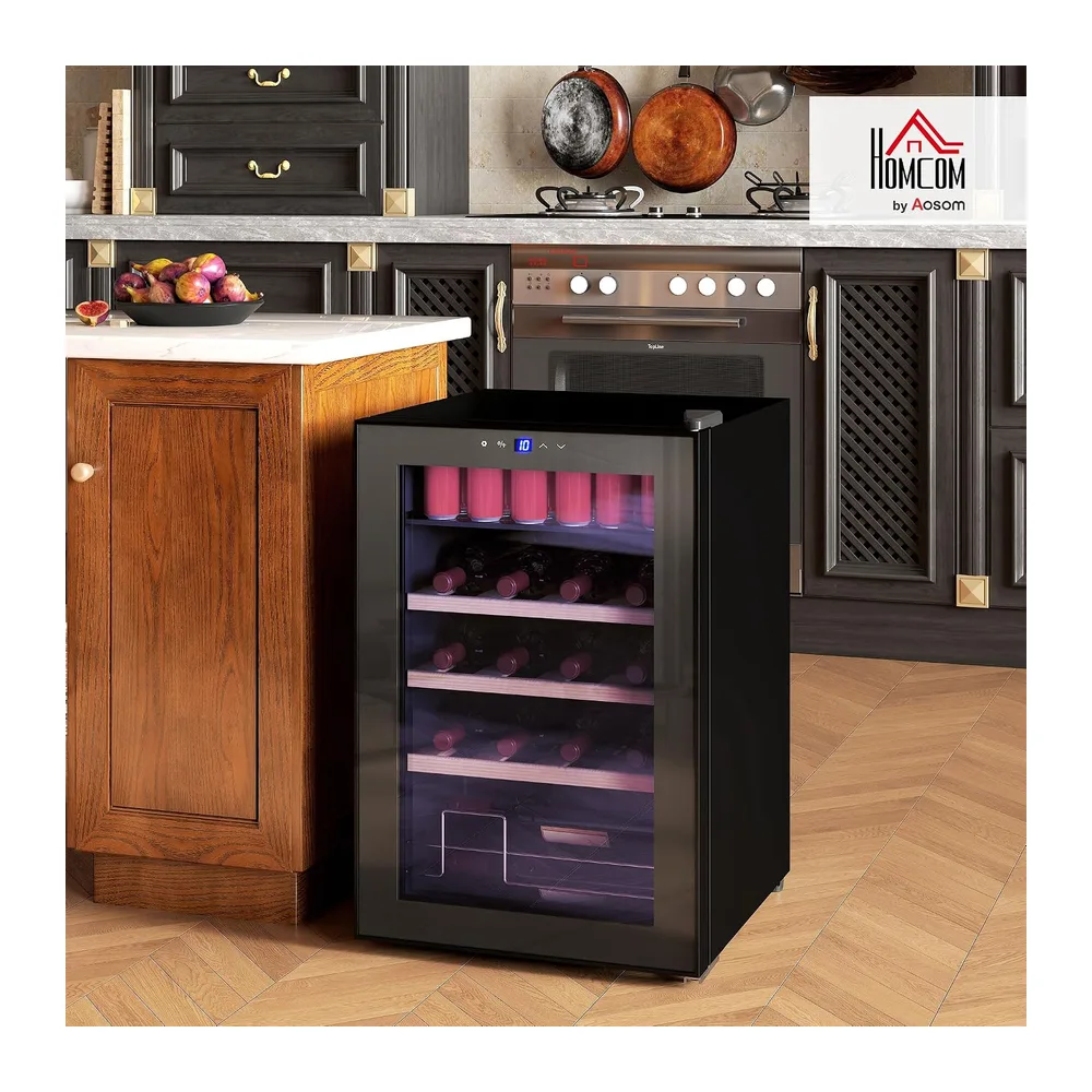 HOMCOM Cantinetta Vino Refrigerata 12 Bottiglie 53L Silenziosa 5-18℃ [Classe di efficienza energetica G] — 2