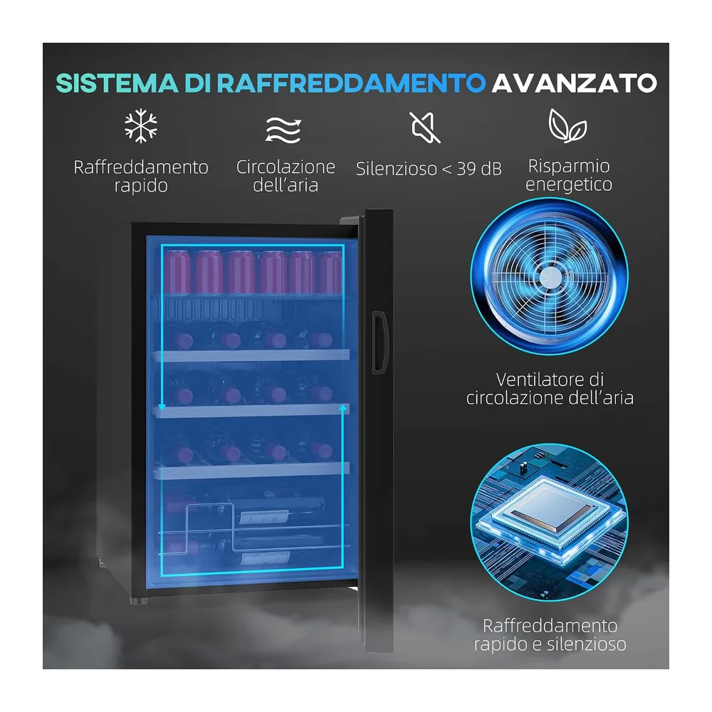 HOMCOM Cantinetta Vino Refrigerata 12 Bottiglie 53L Silenziosa 5-18℃ [Classe di efficienza energetica G] — 3