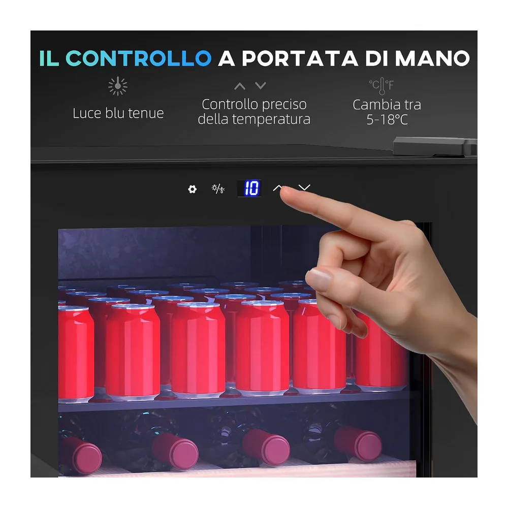HOMCOM Cantinetta Vino Refrigerata 12 Bottiglie 53L Silenziosa 5-18℃ [Classe di efficienza energetica G] — 4