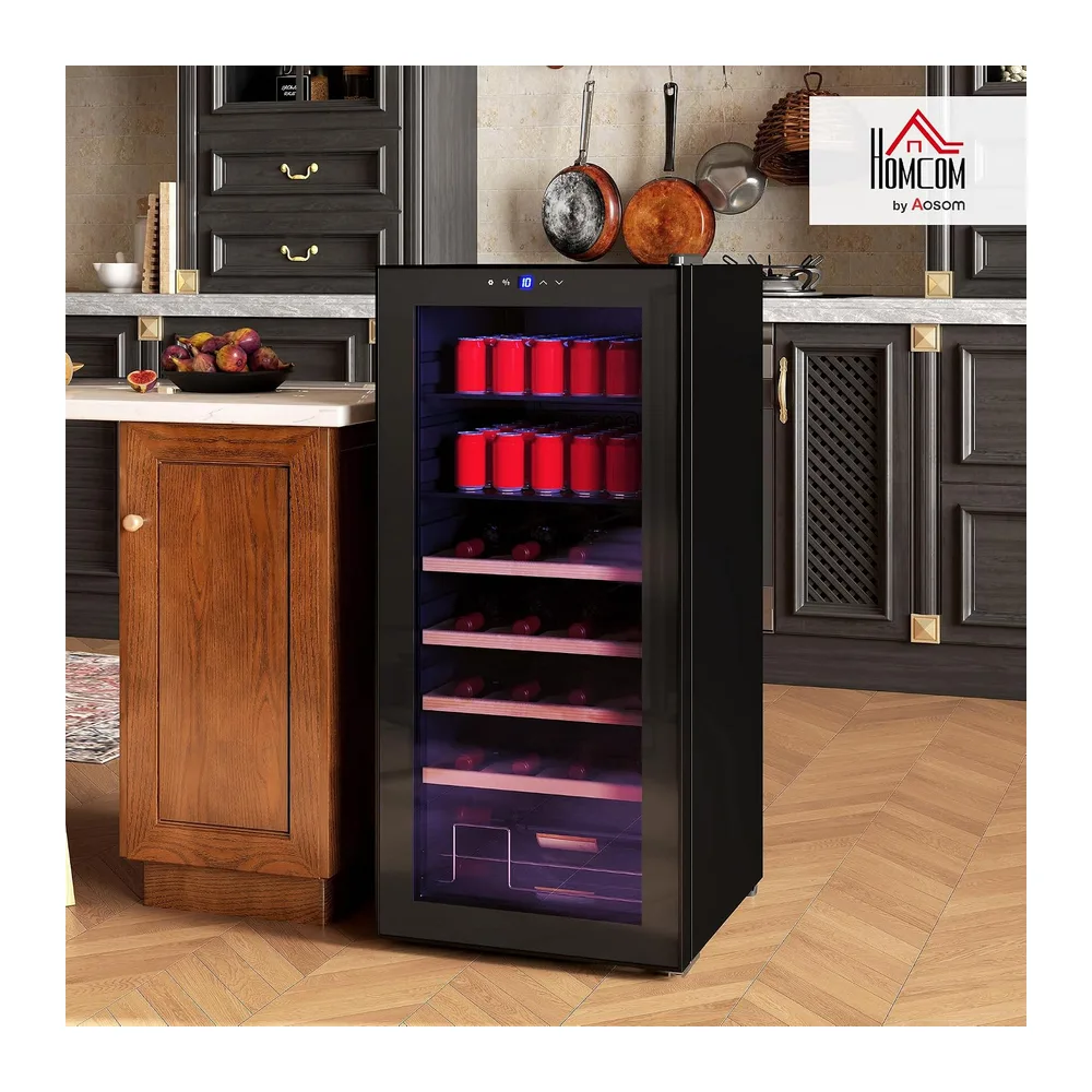 HOMCOM Cantinetta Vino Refrigerata 20 Bottiglie 92L Silenziosa 5-18℃ [Classe di efficienza energetica G] — 2